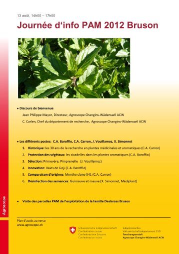 Journée d'info PAM 2012 Bruson - Agroscope - admin.ch