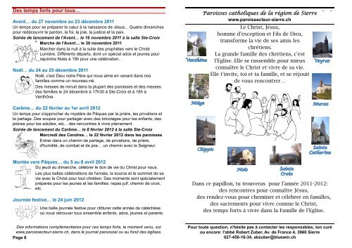 Papillon d'informations aux familles - Paroisses de Sierre