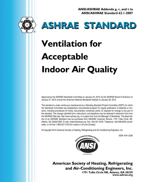 ANSI/ASHRAE Standard 62.1-2007 ASHRAE STANDARD Ventilation