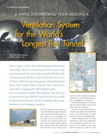 Ventilation System for the world's Longest rail Tunnel - MathWorks