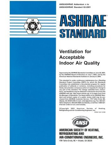 Ventilation for Acceptable Indoor Air Quality - ashrae