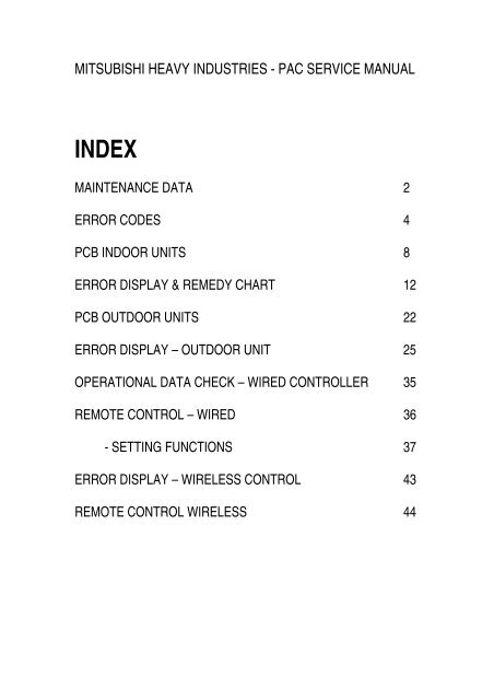 SERVICE MANUAL - Mitsubishi Heavy Industries Ltd.