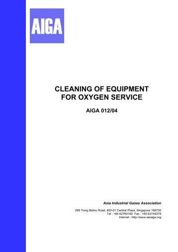 CLEANING OF EQUIPMENT FOR OXYGEN SERVICE - AIGA