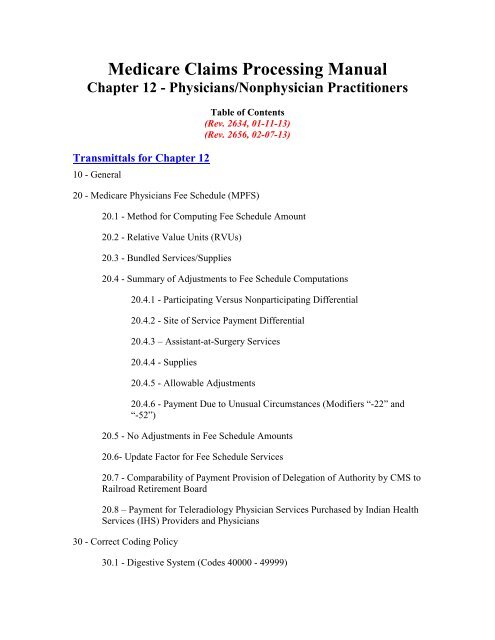 Medicare Claims Processing Manual Chapter 12 Centers For