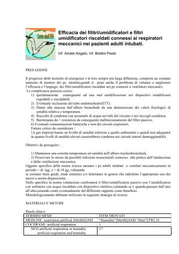 UMIDIFICATORI - Evidence-Based Nursing