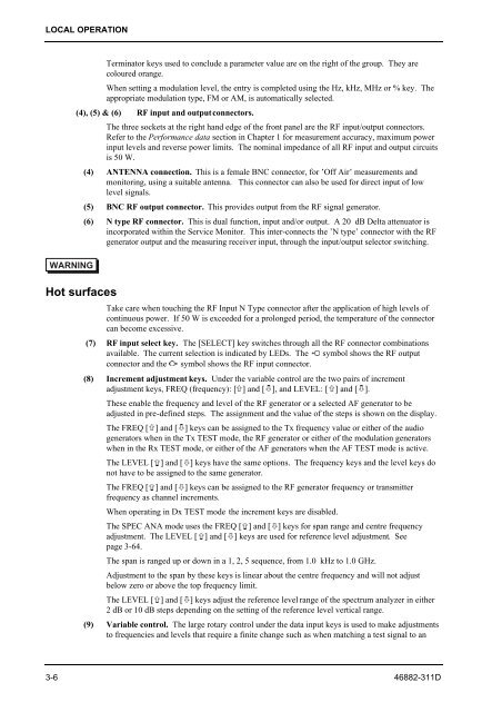 Operating Manual for COMMUNICATIONS SERVICE MONITOR