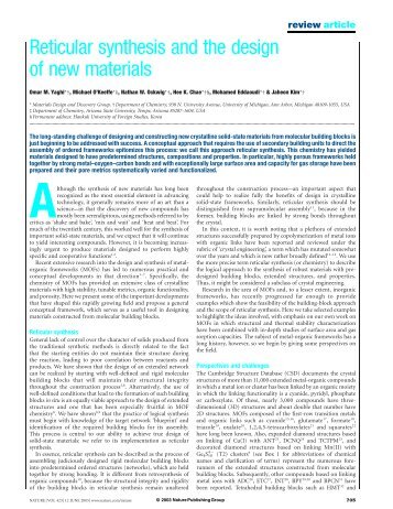 Reticular synthesis and the design of new materials - University of ...