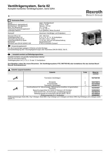 Ventilträgersystem, Serie 02 - Bosch Rexroth