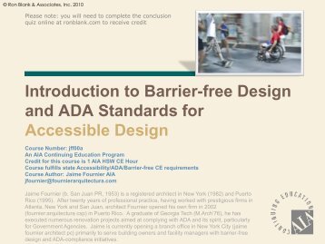 Introduction to Barrier-free Design - Ron Blank & Associates, Inc.