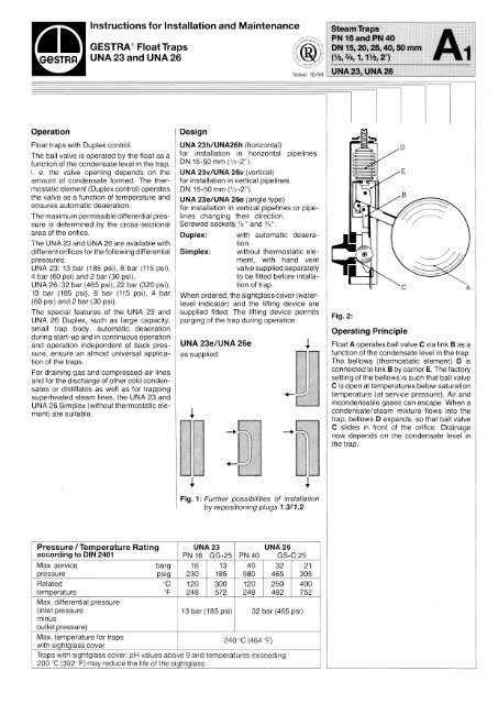 . . GESTRA® Float Traps - Donahue Steam