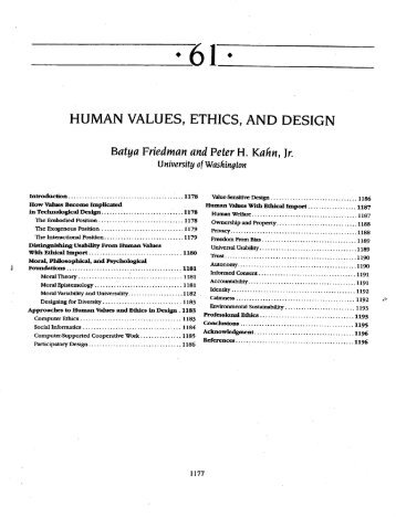 HUMAN VALUES, ETHICS, AND DESIGN - Value Sensitive Design
