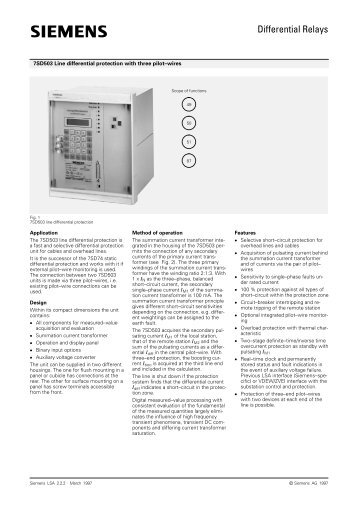 Differential Relays - SIPROTEC