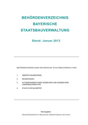 Behördenverzeichnis Bayerische Staatsbauverwaltung - Stand