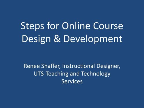 Steps for Online Course Design & Development