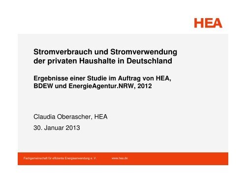 Energieverbrauch Und Energieverwendung Im Haushalt Hea