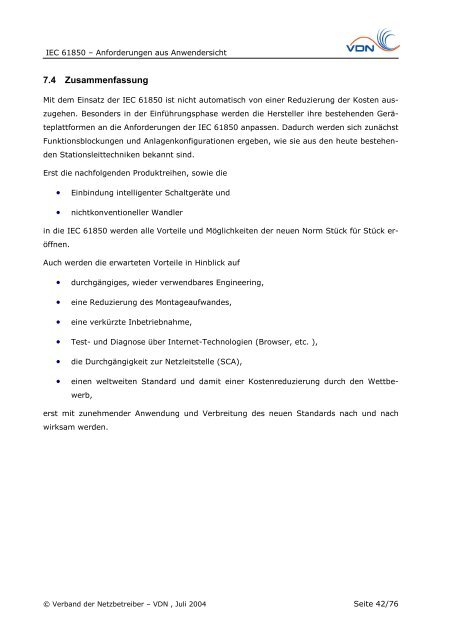 IEC 61850 – Anforderungen aus Anwendersicht - VDE