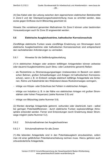 Technische Regel für Betriebssicherheit TRBS 2152 Teil 3 ...