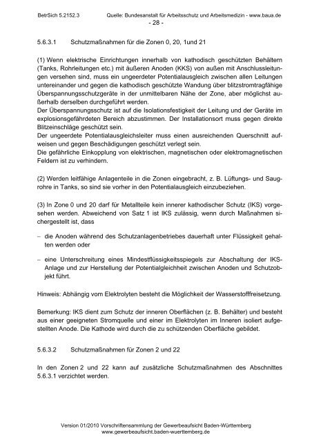 Technische Regel für Betriebssicherheit TRBS 2152 Teil 3 ...