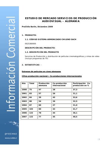 estudio de mercado servicios de producción audiovisual ... - ProChile