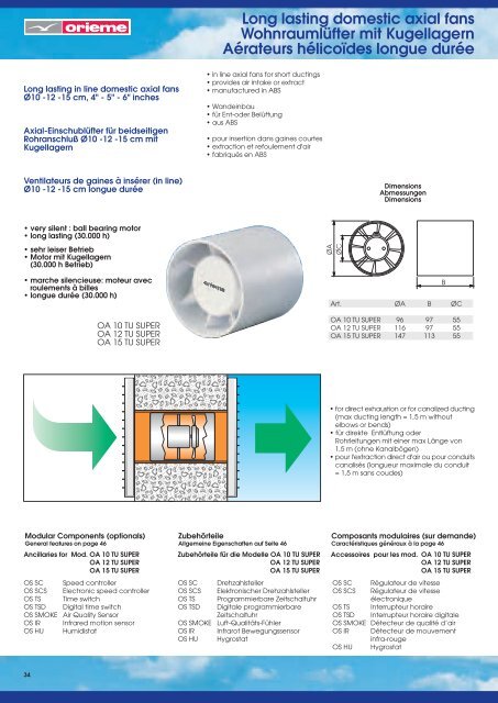 domestic and industrial fans Wohnraumlüfter und ... - VTPrincips