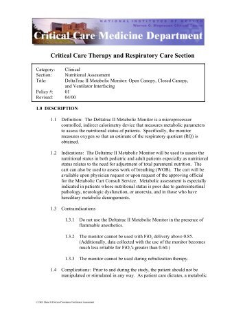 DeltaTrac II Metabolic Monitor: Open Canopy, Closed Canopy, and ...