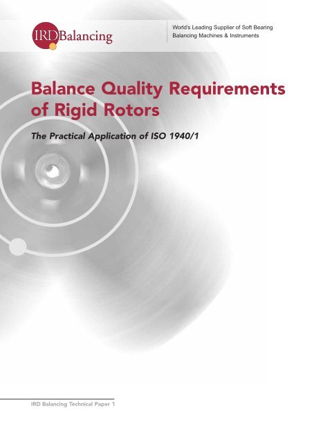 Balance Quality Requirements of Rigid Rotors - IRD Balancing