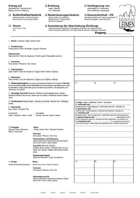 Antrag Auf Erteilung/verlängerung Der Aufenthaltserlaubnis Antrag auf Erteilung Verlängerung von Aufenthaltserlaubnis