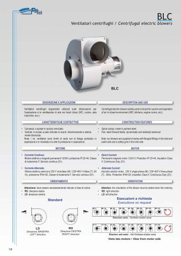 Ventilatori centrifughi / Centrifugal electric blowers