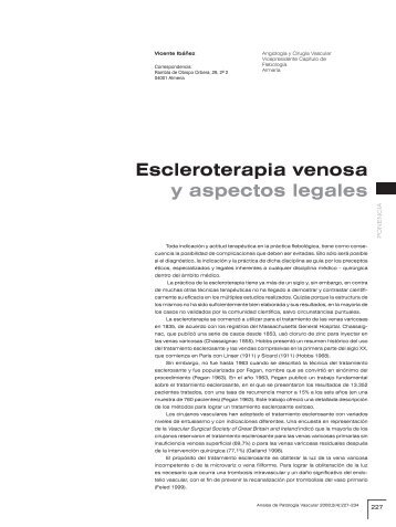 Escleroterapia venosa y aspectos legales - Mundo Flebológico ...