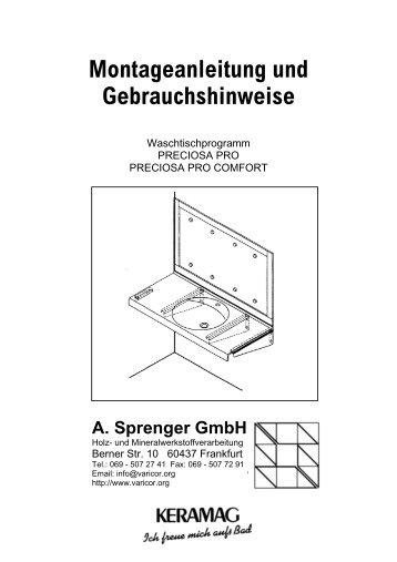 Montageanleitung Waschtischmodell Preciosa Pro und ... - Varicor