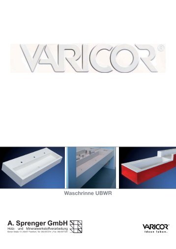 Technische Daten Waschrinne UBWR - Varicor