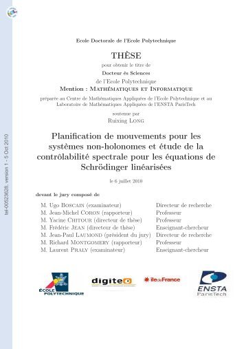 Planification de mouvements pour les systèmes non-holonomes et ...