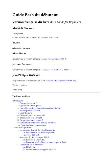 Guide Bash du débutant - Index général des HOWTOs et mini ...