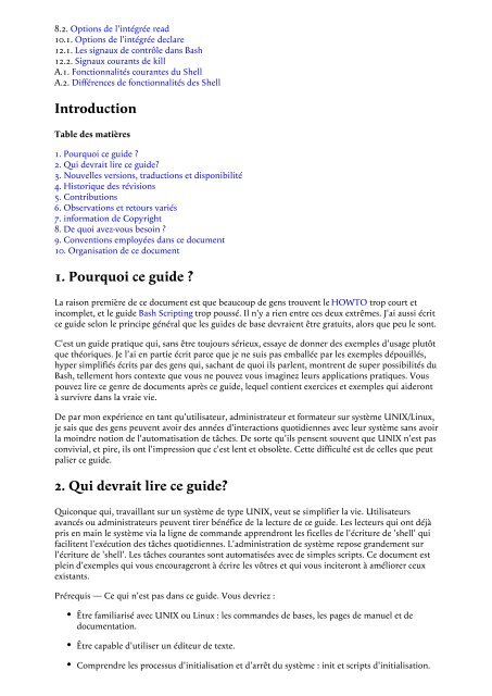 Guide Bash du débutant - Index général des HOWTOs et mini ...