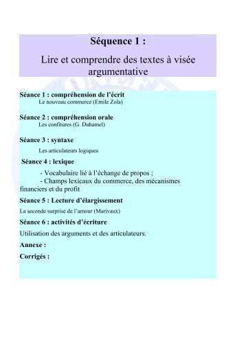 Séquence 1 : Lire et comprendre des textes à visée ... - onefd