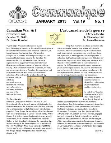 JANUARY 2013 Vol.19 No. 1 - Arteast Ottawa