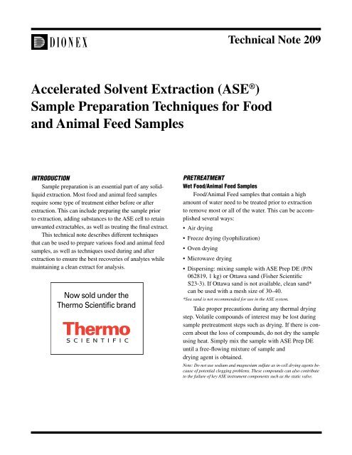 Accelerated Solvent Extraction (ASE) Sample Preparation ... - Dionex