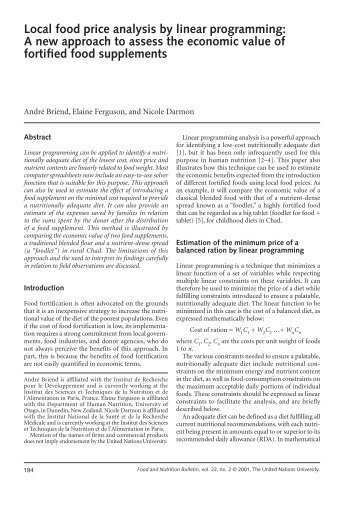 Local food price analysis by linear programming: A ... - NutriSurvey