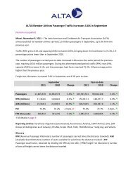 ALTA Member Airlines Passenger Traffic Increases 5.6% in September