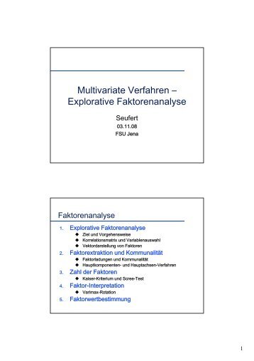Multivariate Verfahren – Explorative Faktorenanalyse
