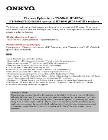 onkyo tx sr705 firmware Firmware update for the tx-nr709 & ht-rc370 onkyo.