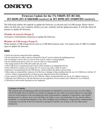 onkyo tx sr705 firmware Firmware update for the tx-nr709 & ht-rc370 onkyo.