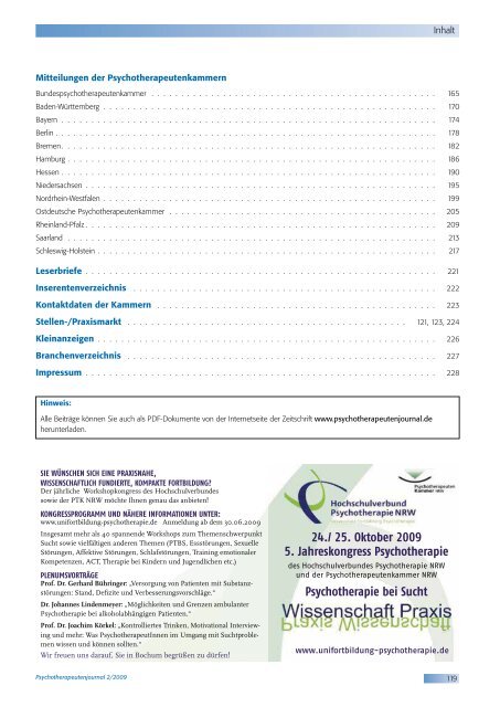 Psychotherapeutenjournal 2/2009