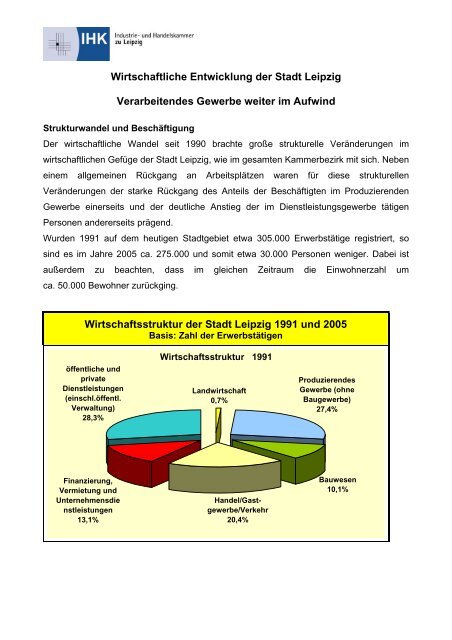 Wirtschaftliche Entwicklung der Stadt Leipzig Verarbeitendes ...