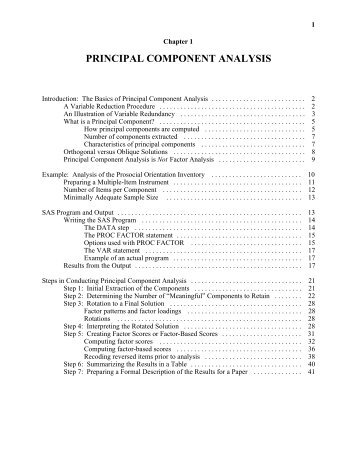 PRINCIPAL COMPONENT ANALYSIS - SAS