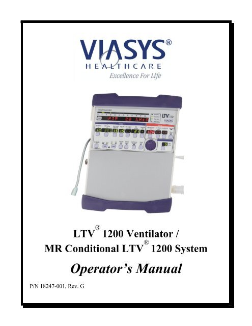 LTV 1200 Operator's Manual - CareFusion Emergency Preparedness