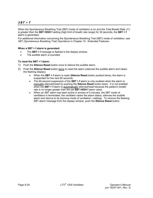 LTV 1200 Operator's Manual - CareFusion Emergency Preparedness