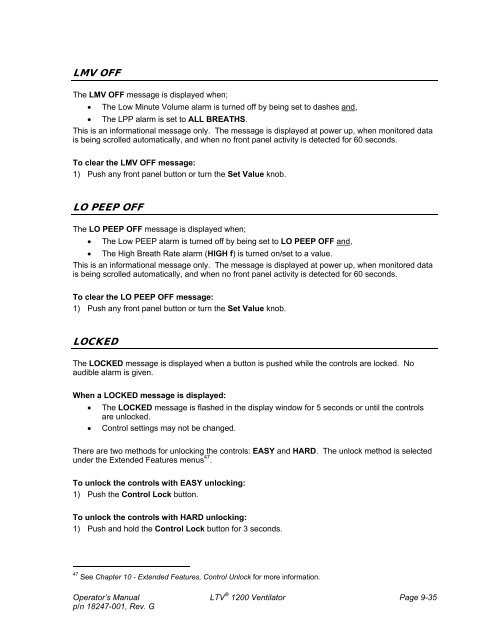 LTV 1200 Operator's Manual - CareFusion Emergency Preparedness