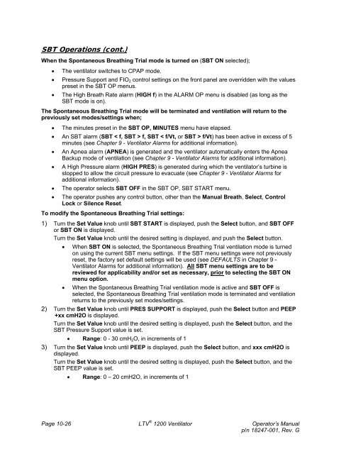 LTV 1200 Operator's Manual - CareFusion Emergency Preparedness