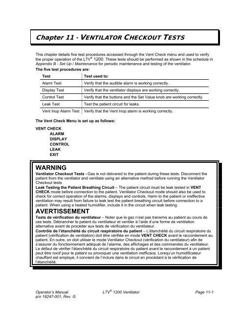 LTV 1200 Operator's Manual - CareFusion Emergency Preparedness